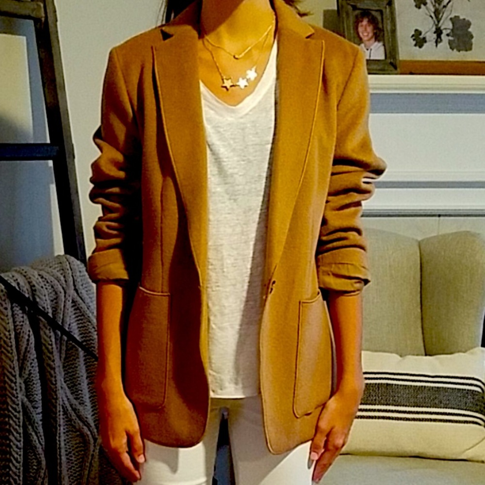 Ann Taylor Camel Open Blazer Cardigan Wool size 2